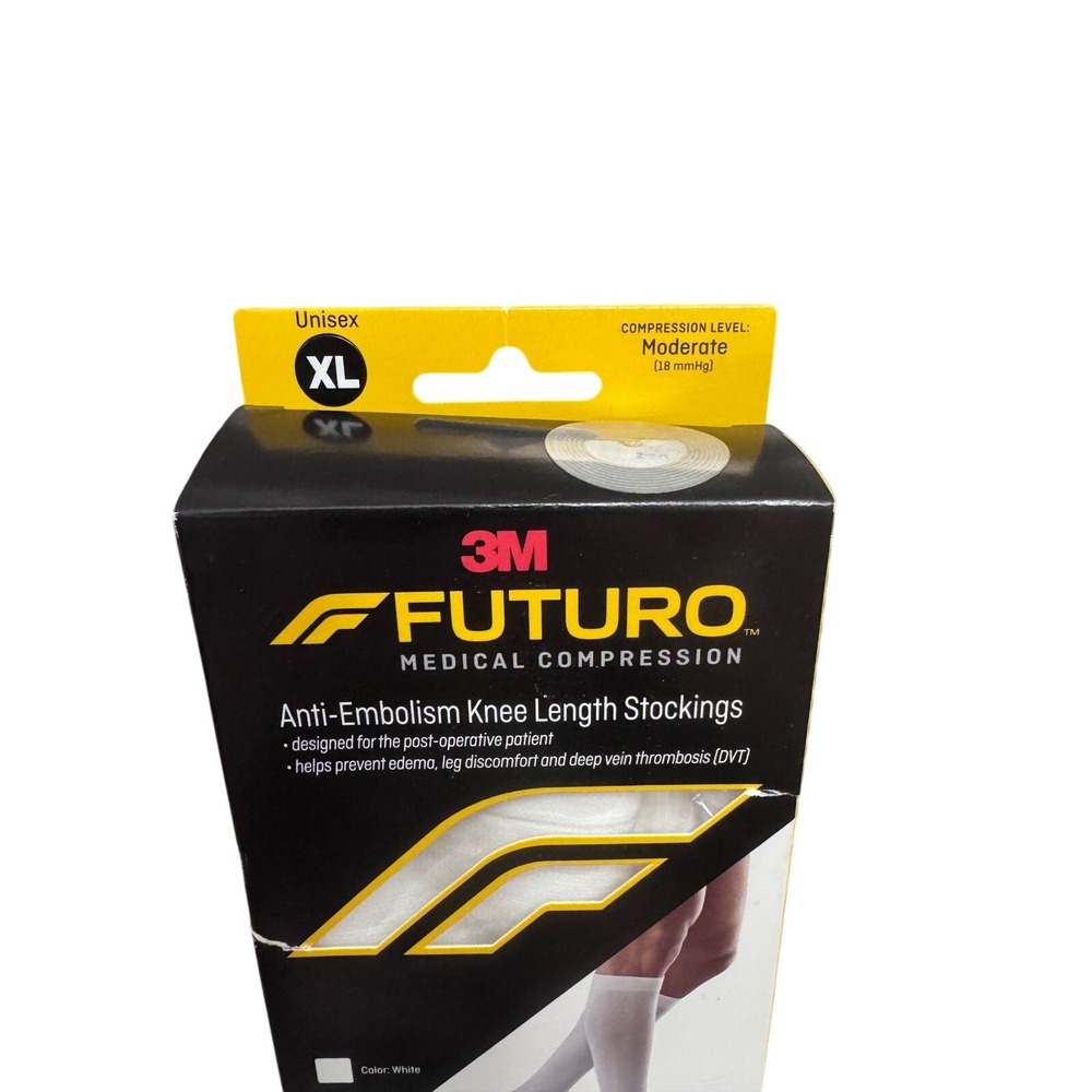 3M Futuro Anti-Embolism Knee Length Stockings XL White Moderate 18mmHg 71059EN - Picture 2 of 5